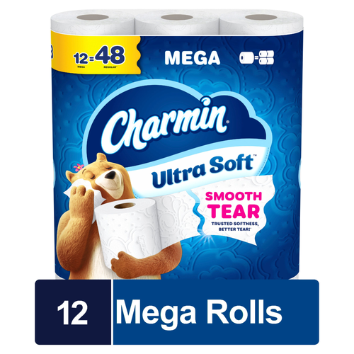 Charmin Toilet Paper Ultra Soft, 12 Mega Rolls - 12 Count