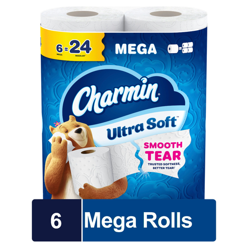 Charmin Toilet Paper Ultra Soft, 6 Mega Rolls - 6 Count