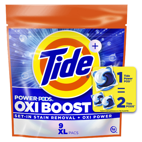 Tide Oxi Boost Power Pods Laundry Detergent Pods, , Stain Remover Plus - 9 Count Image 1 of 2