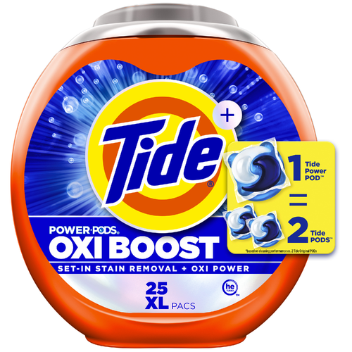Tide Oxi Boost Power Pods Laundry Detergent Pods, , Stain Remover Plus - 25 Count