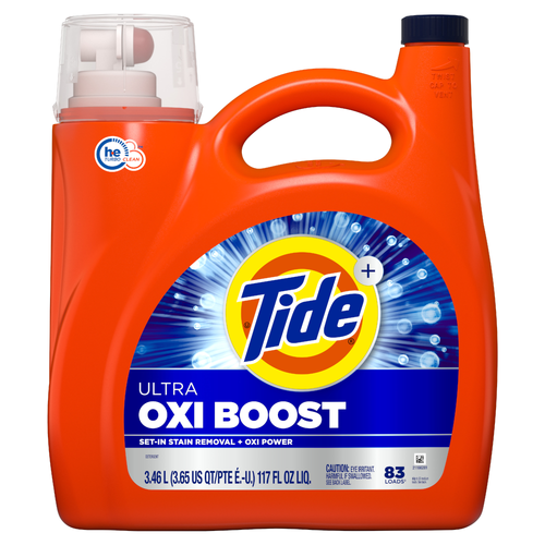 Tide Ultra Oxi Boost Liquid Laundry Detergent, 83 Loads, Advanced Stain Remover, With Extra Power - 117 Ounce