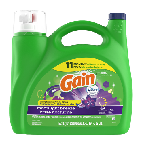 Gain Liquid Laundry Detergent, Moonlight Breeze Scent, 134 Loads, Freshness + Odor Fighting, Soap, He Compatible - 194 Ounce