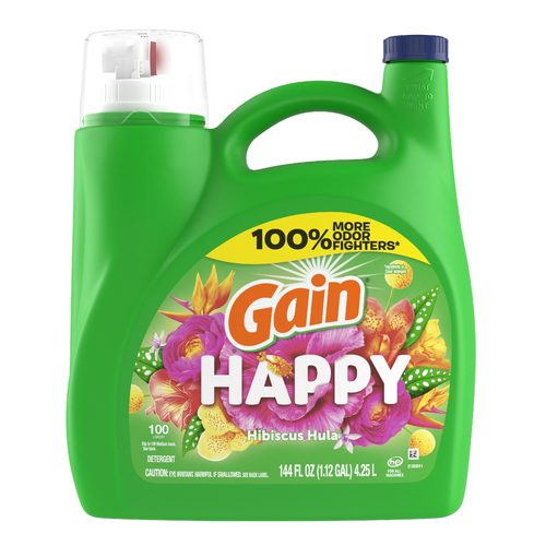 Gain Liquid Laundry Detergent, Happy, Hibiscus Hula, 100 Loads, Soap, He Compatible - 144 Ounce