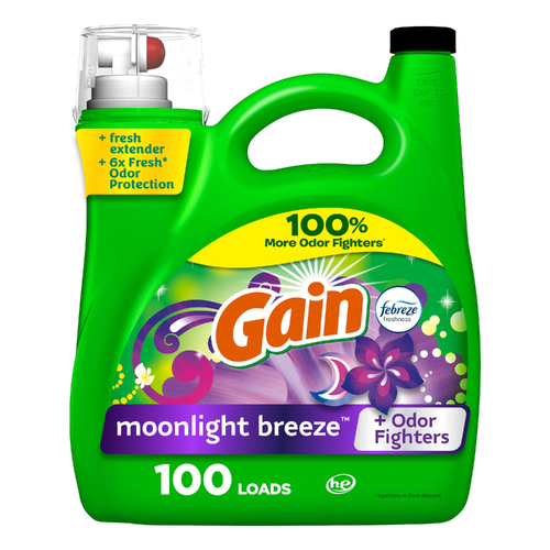 Gain Liquid Laundry Detergent, Moonlight Breeze Scent, , 100 Loads, Freshness + Odor Fighting, Detergent Soap, He Compatible - 144 Ounce