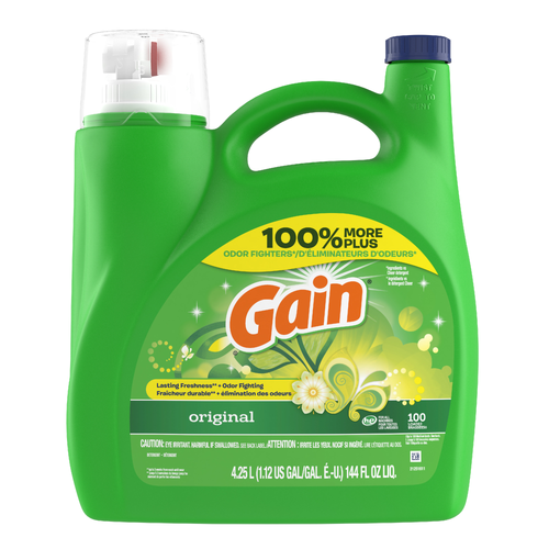 Gain Liquid Laundry Detergent, Original Scent, 100 Loads, Freshness + Odor Fighting, Soap, He Compatible - 144 Ounce