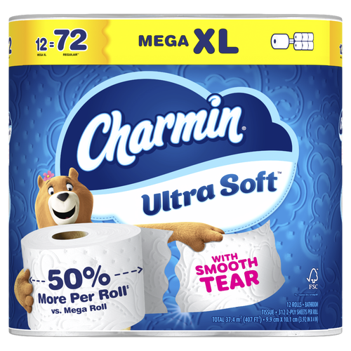 Charmin Mega XL Ultra Soft Toilet Paper - 12 Count