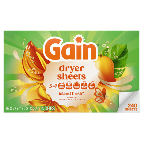 Gain , Laundry Dryer Sheets, Island Fresh Scent - 240 Count