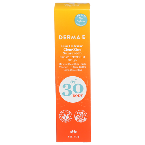 DERMA-E Sun Defense Clear Zinc Sunscreen Spf30 Body - 4 Ounce