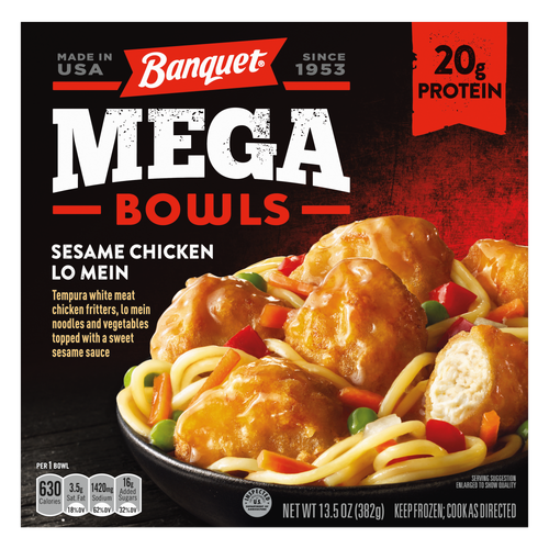 Banquet Mega Bowls Sesame Chicken Lo Mein, Frozen Meal - 13.5 Ounce