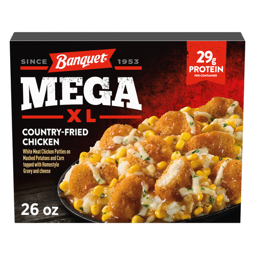 Banquet Mega Xl Country-Fried Chicken, Protein Per Container, Frozen Meal - 26 Ounce Image 1 of 4