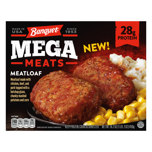 Banquet Mega Meats, Meatloaf, Frozen Meal - 16.2 Ounce