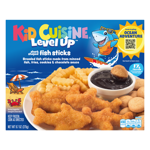 Kid Cuisine Level Up Shark Shaped Fish Sticks, Frozen Meal - 9.7 Ounce