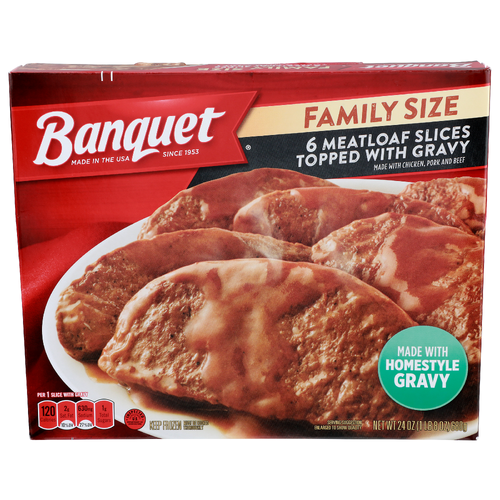 Banquet Made With Homestyle Gravy Meatloaf Slices Topped - 4 Ounce - 6 Count