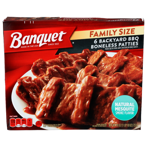 Banquet Natural Mesquite Smoke Flavor Backyard BBQ Boneless Patties - 4.333 Ounce - 6 Count