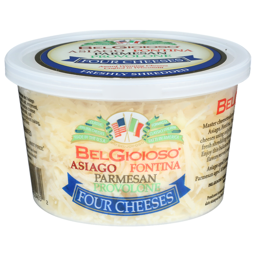 Belgioioso Four Cheeses Asiago Fontina Parmesan Provolone Freshly Shredded - 5 Ounce