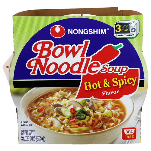 Nongshim Hot & Spicy Flavor Bowl Noodle Soup - 3.03 Ounce