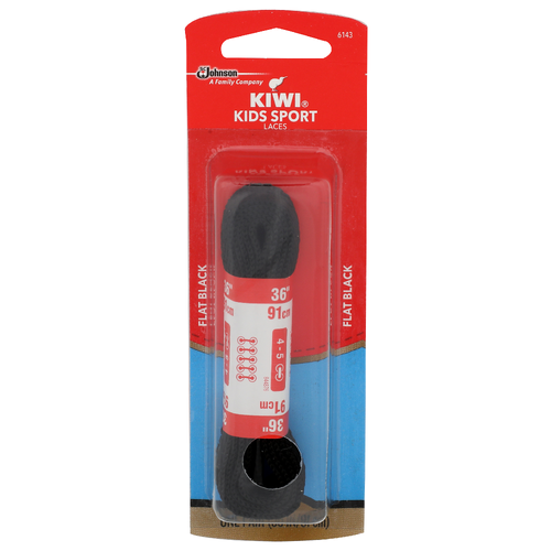 Kiwi Flat Black Kids Sport Laces - 1 Count