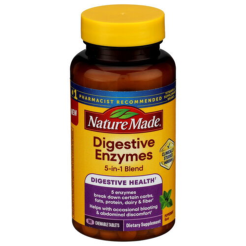Nature Made Unscented Peppermint Tablet Digestive Enzymes Chewable - 90 Count