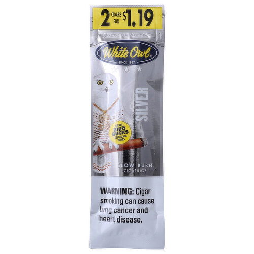 White Owl Cigarillos, Silver - 2 Count