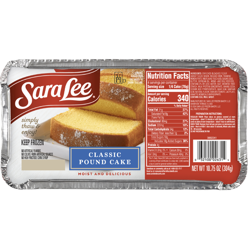Sara Lee Pound Cake Regular Classic - 0.67 Pound Image 1 of 3
