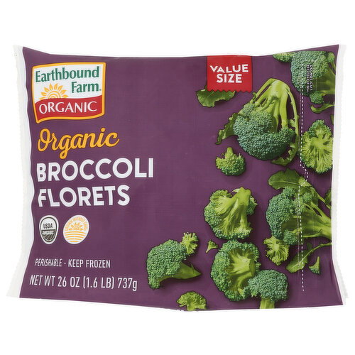 Earthbound Farm Frozen Organic Broccoli Florets Value Size - 26 Ounce