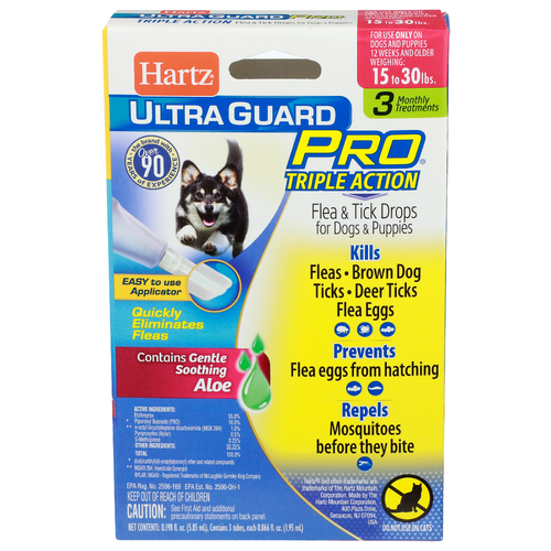 Hartz Pro Triple Action Flea & Tick Drops For Dogs & Puppies - 0.067 Fluid Ounce - 3 Count