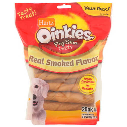Hartz Oinkies Real Smoked Flavor Pig Skin Twists - 0.915 Ounce - 20 Count