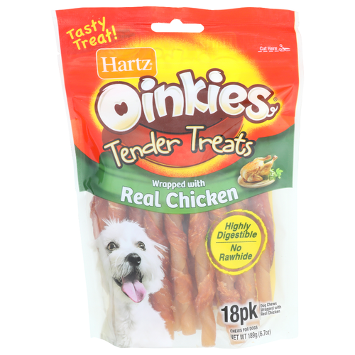 Hartz Oinkies Wrapped With Real Chicken Tender Treats - 0.372 Ounce - 18 Count