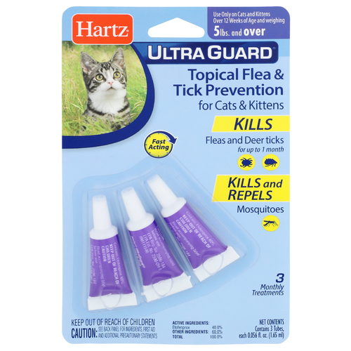 Hartz Ultra Guard Topical Flea & Tick Prevention For Cats & Kittens - 0.057 Fluid Ounce - 3 Count