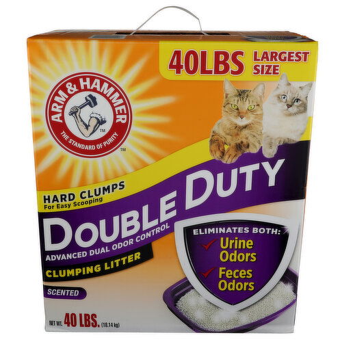 Arm & Hammer Clumping Litter, Double Duty, Scented, Largest Size - 40 Pound