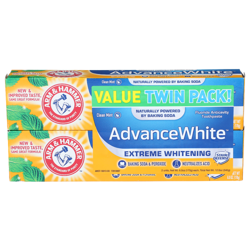 Arm & Hammer Advance White Clean Mint Fluoride Anticavity Toothpaste - 6 Ounce - 2 Count
