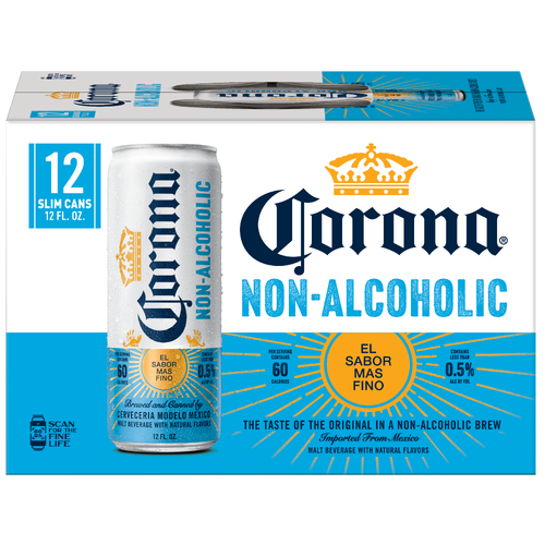 Corona Non-Alcoholic Malt Beverage Mexican Import Brew, 12 Pk Cans, Less Than 0.5% Abv - 144 Fluid Ounce