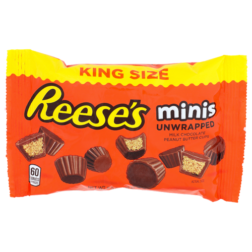 Reese's Milk Chocolate Peanut Butter Cups King Size Minis Unwrapped - 2.5 Ounce
