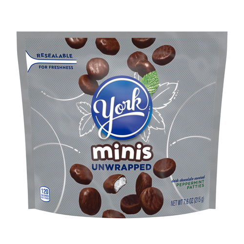 York Dark Chocolate Covered Peppermint Patties Unwrapped Minis Pouch - 7.6 Ounce