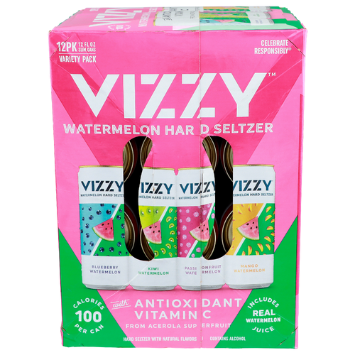 Vizzy Blueberry Watermelon Kiwi Passionfruit Mango Hard Seltzer - 12 Count Image 1 of 4