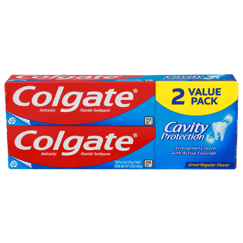 Colgate Great Regular Flavor Cavity Protection Anticavity Fluoride Toothpaste - 6 Ounce - 2 Count