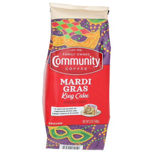 Community Coffee Mardi Gras King Cake Ground - 12 Ounce