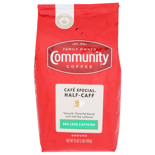 Community Coffee Ground Cafe Special Half-Caff - 32 Ounce