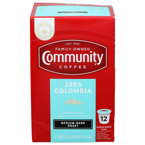 Community Coffee Medium-Dark Roast - 0.375 Ounce - 12 Count