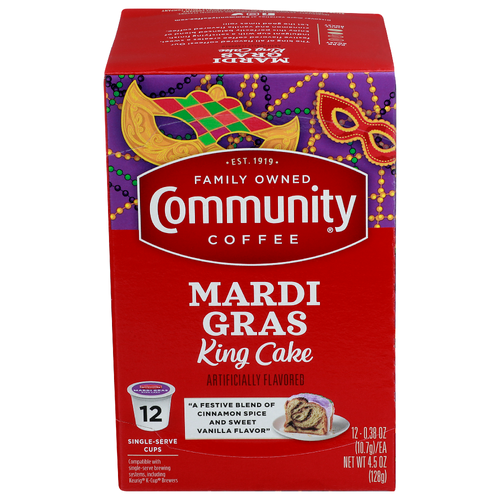 Community Coffee King Cake K Cups Mardi Gras - 0.375 Ounce - 12 Count