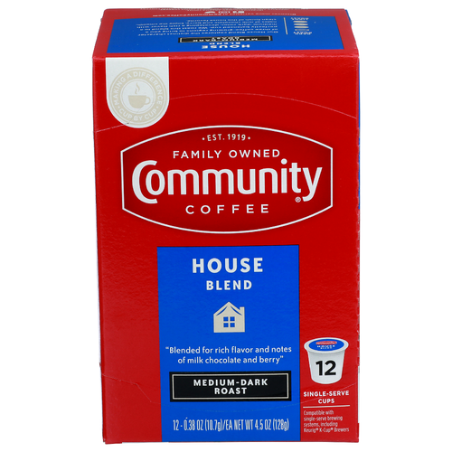 Community Coffee Medium-Dark Roast House Blend - 0.375 Ounce - 12 Count
