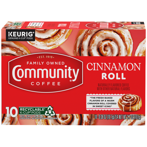Community Coffee Cinnamon Roll Medium Roast Keurig K-Cup Pods - 0.38 Ounce