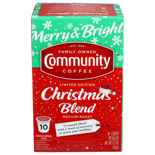 Community Coffee Medium Roast Christmas Blend - 0.37 Ounce - 10 Count
