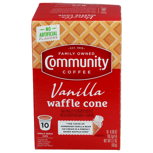 Community Coffee Vanilla Waffle Cone - 0.37 Ounce - 10 Count