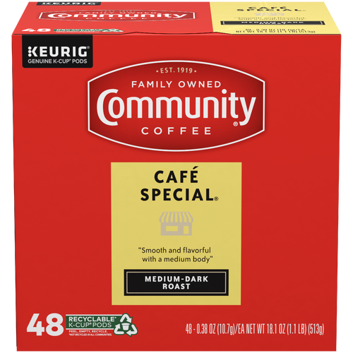 Community Coffee Café Special Medium-Dark Roast Single Serve Keurig K-Cup Pods Box - 48 Count