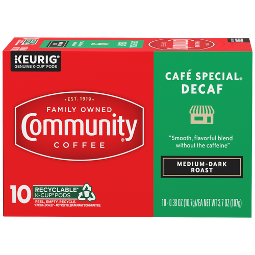 Community Coffee Decaf Cafe Special Medium Dark Roast Single Serve Cups - 0.37 Ounce - 10 Count Image 1 of 3