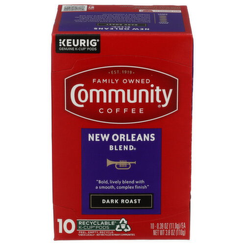 Community Coffee New Orleans Blend Dark Roast Single Serve Cups - 0.38 Ounce - 10 Count