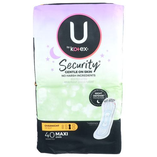 U By Kotex Overnight Security Maxi Pads - 40 Count