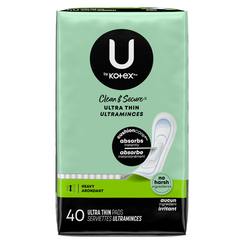 U by Kotex Clean & Secure Heavy Ultra Thin Pads - 40 Count Image 1 of 2