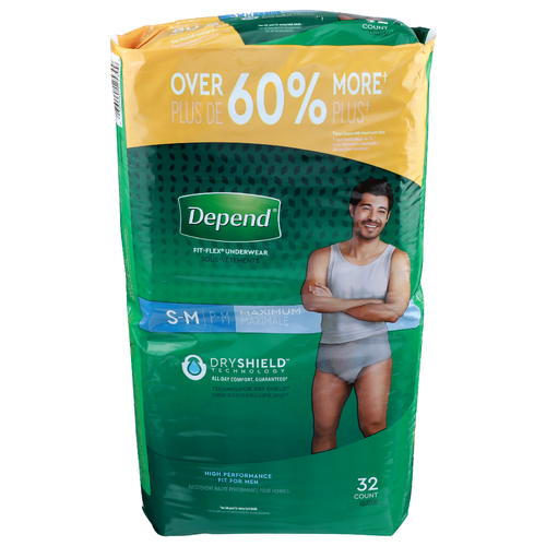 Depend S-M Maximum Fit-Flex Underwear - 32 Count